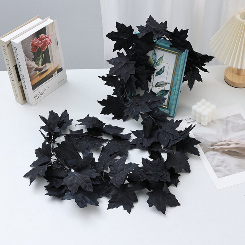 5.6 Ft Black Maple Leaf Garland for Fall and Halloween Home Decor