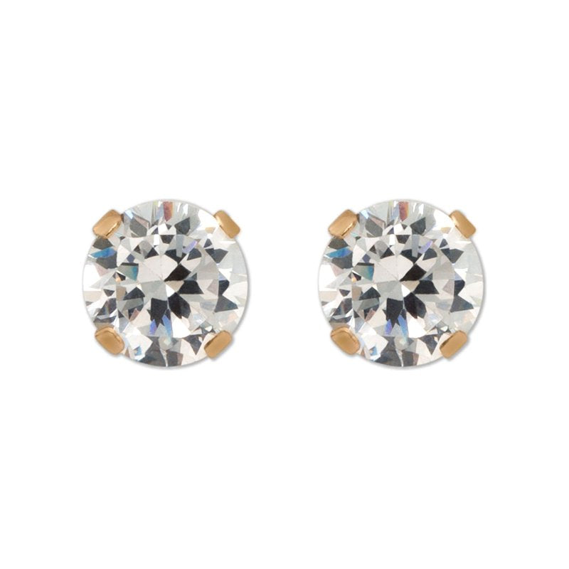 Gold-Plated Cubic Zirconia Stud Earrings - 4mm Elegant Jewelry Gift