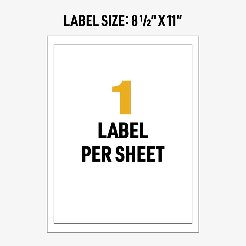 Waterproof GHS Chemical Labels with Permanent Adhesive - 8.5 x 11 Inches, 500 Labels