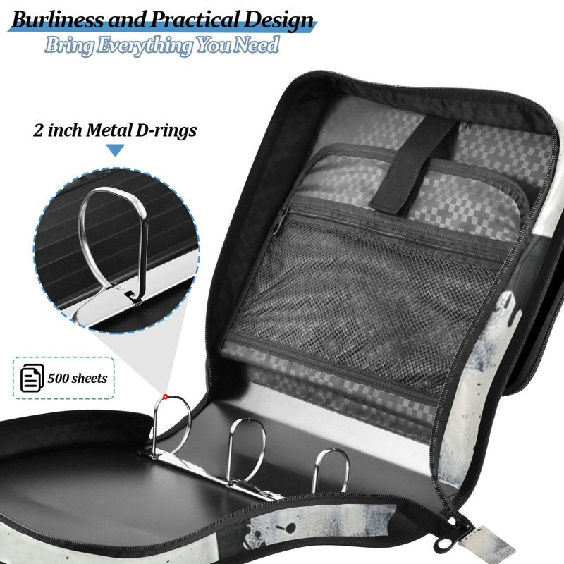 Waterproof 3-Ring Zipper Binder with Shoulder Strap, 2-Inch D-Ring, 500 Sheets Capacity