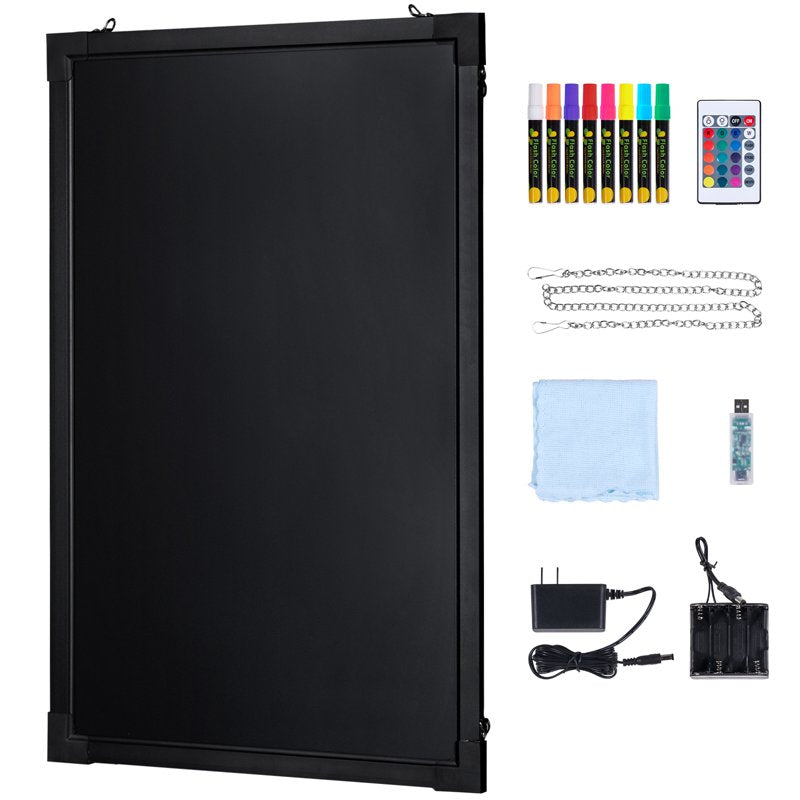 LED Message Writing Board 24x16 Inch Illuminated Erasable Chalkboard