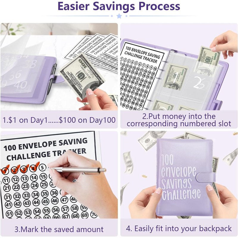 Money Saving Challenge Binder with 100 Pre-Numbered Envelopes - Budget Organizer for $5,050 Savings