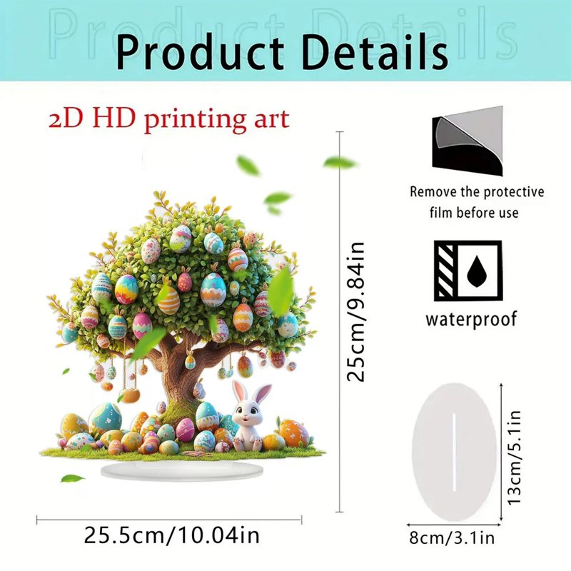 Easter Tabletop Decor Tree Figurine - Indoor Outdoor Spring Festive Centerpiece