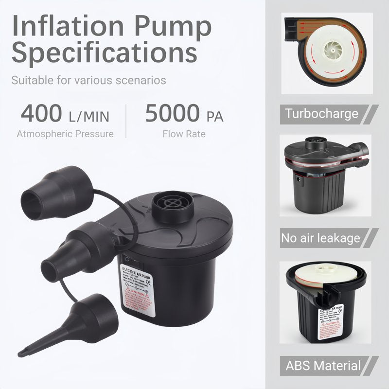 Electric Air Pump for Inflatable Pools, Mattresses & Toys - 100 GPM, 110-240V/12V