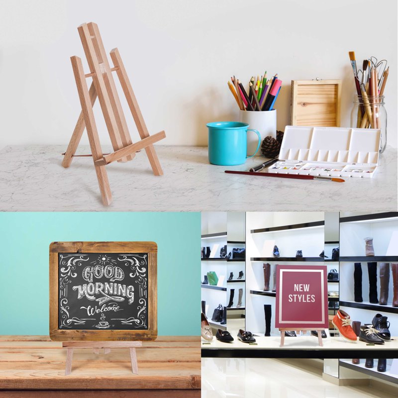 Small Wooden Tabletop Art Easel - Beechwood Display & Painting Stand