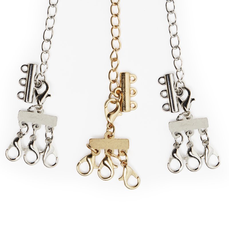 Multi Strand Jewelry Clasp Closure Set - Silver & Gold, Adjustable 3-Chain Design