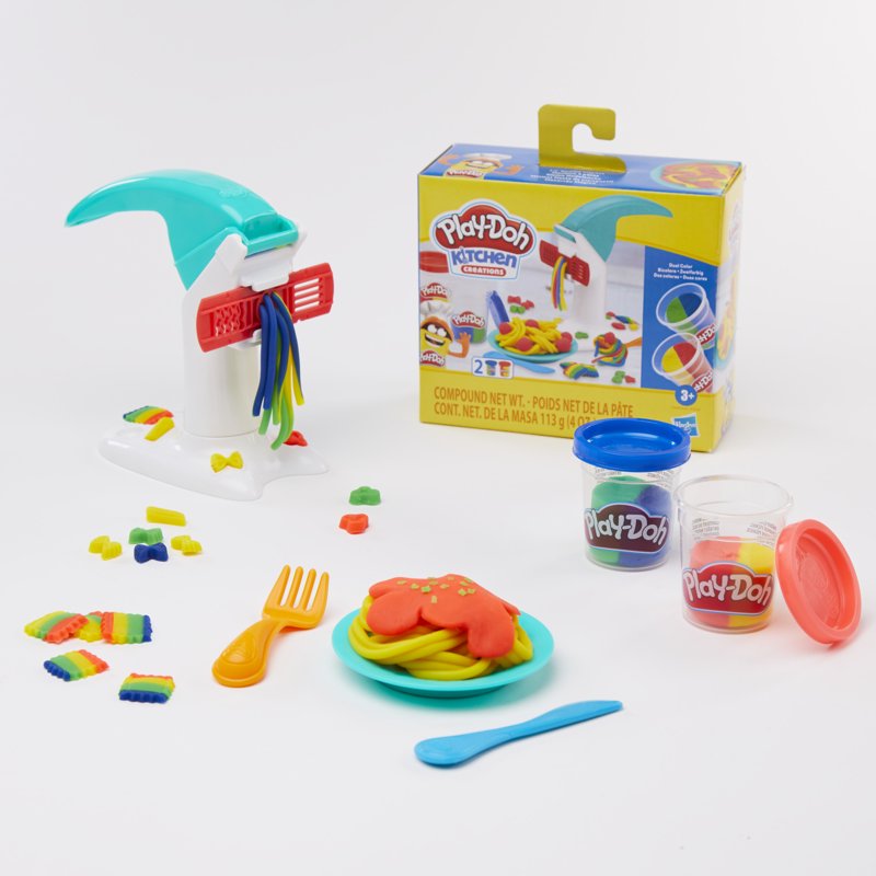Play-Doh Kitchen Creations Lil’ Noodle Playset with 2 Dual-Color Cans - Pretend Pasta Toy for Kids