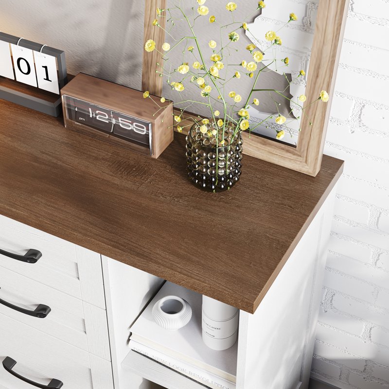 Wood 3-Drawer Lateral File Cabinet with Shelves - White Home Office Storage