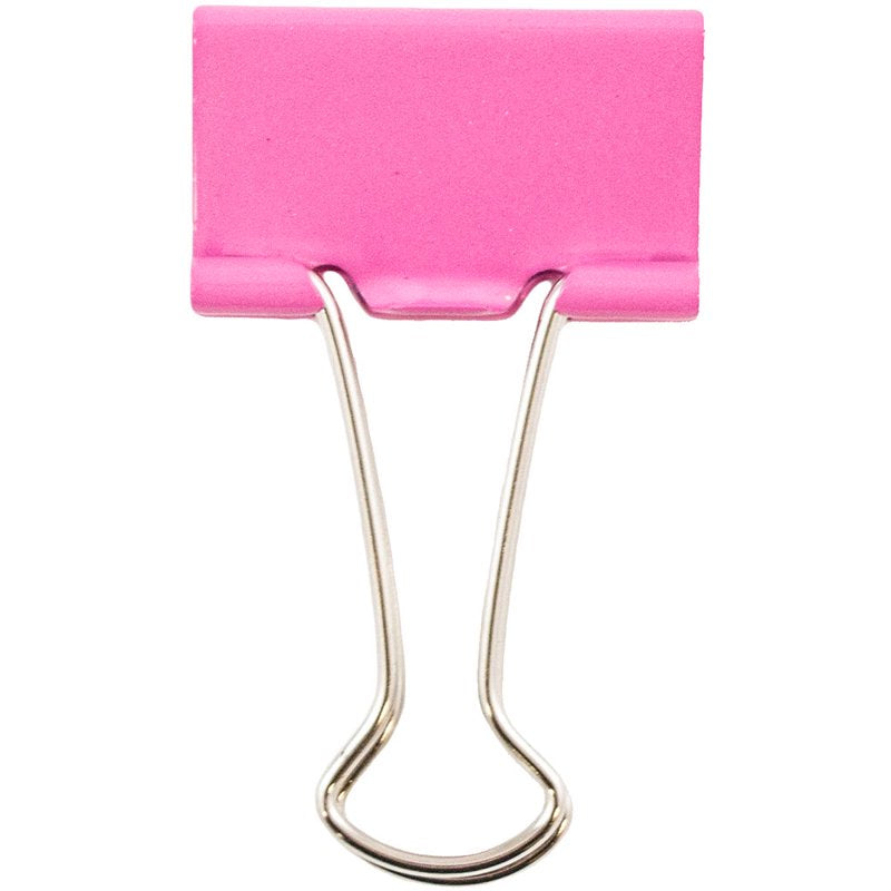 Colorful Binder Clips - Medium 1.25 Inch Pink, 15 Pack Office Organizer