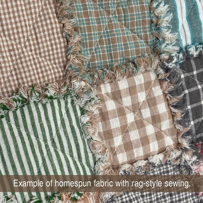 Cotton Homespun Fabric by the Yard - Green White Stripe for Quilting & Crafts