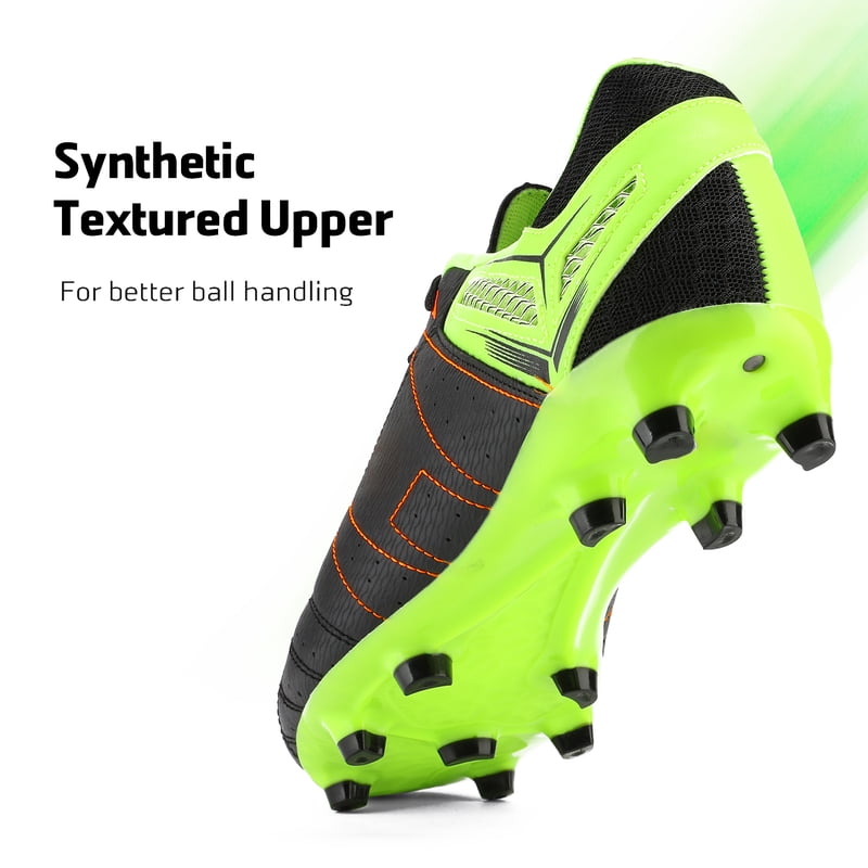 Dream Pairs Men Soccer Shoes - Football Sneakers Outdoor Cleats Black Lemon Green Red, Size 13