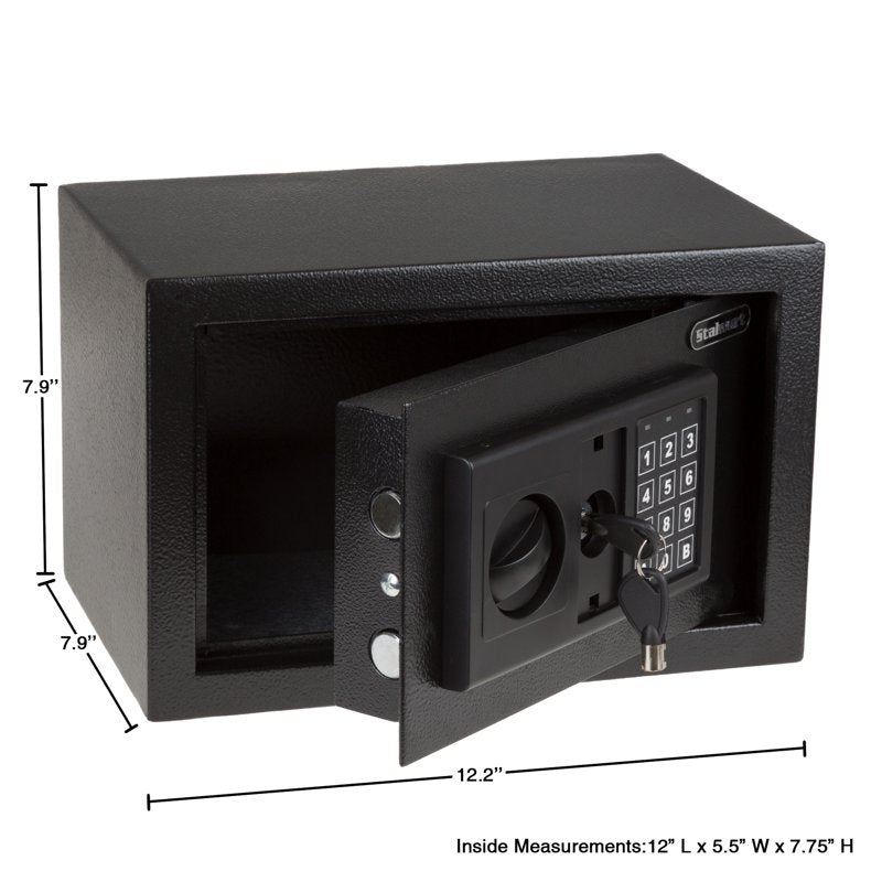 Fire Resistant Steel Digital Safe Box with Keypad and Alarm - Black