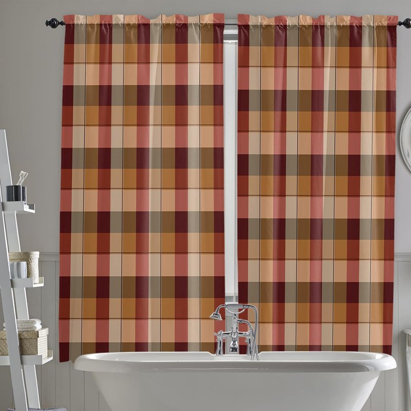 Farmhouse Rustic Checkered Window Curtains - 2 Panels, Multiple Sizes