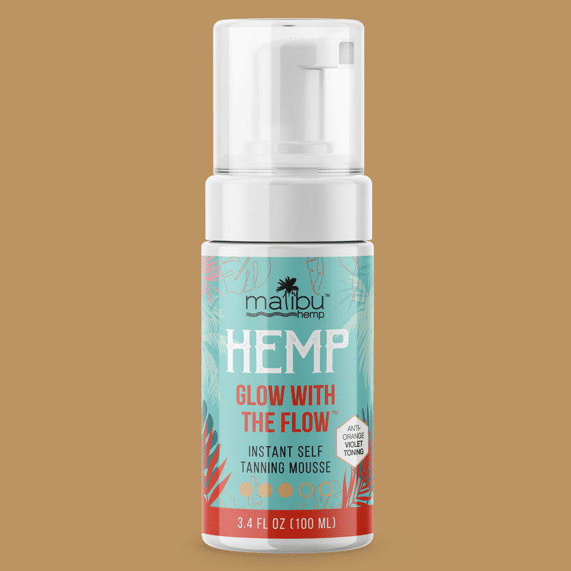 Malibu Hemp Sunless Tanning Mousse Medium Shade 3.4 fl oz - Natural Glow, Streak-Free