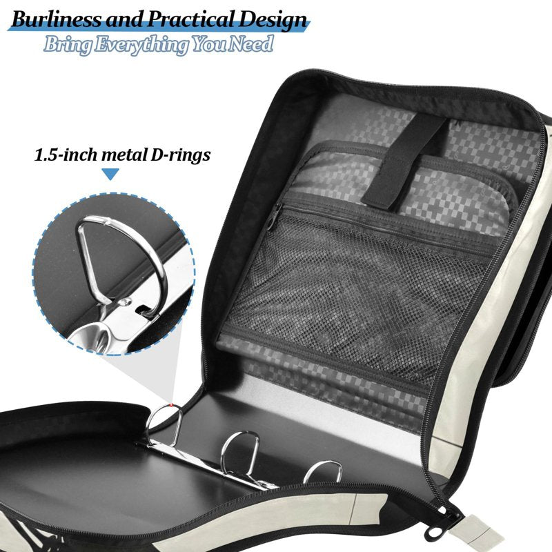 Waterproof 3-Ring Zipper Binder with Shoulder Strap, 2 Inch Capacity, Holds 500 Sheets