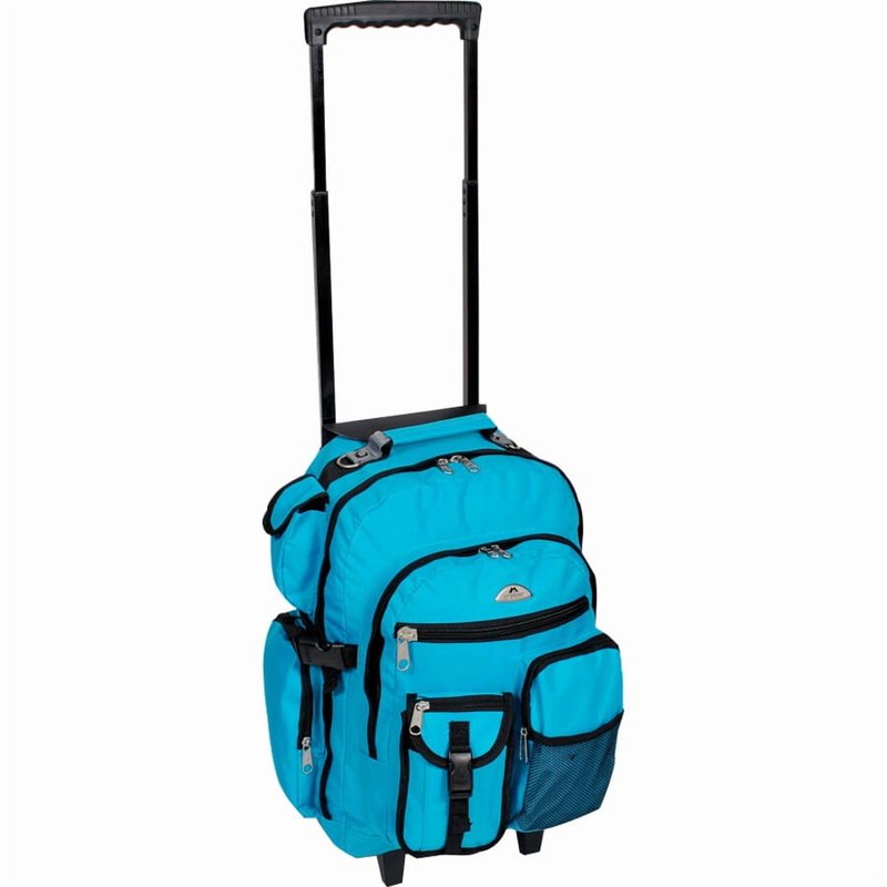 Unisex Deluxe Rolling Backpack with Wheels 13.5x18.5x7 Turquoise