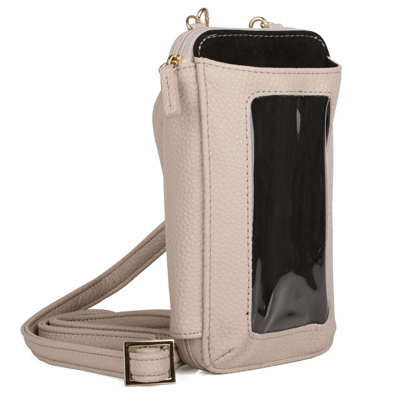 Women's RFID Crossbody Vegan Leather Bag with Pebble Grain - Multiple Colors