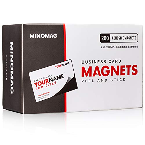 Magnetic Business Card Holders - Peel & Stick Adhesive Backing, 200 Pack