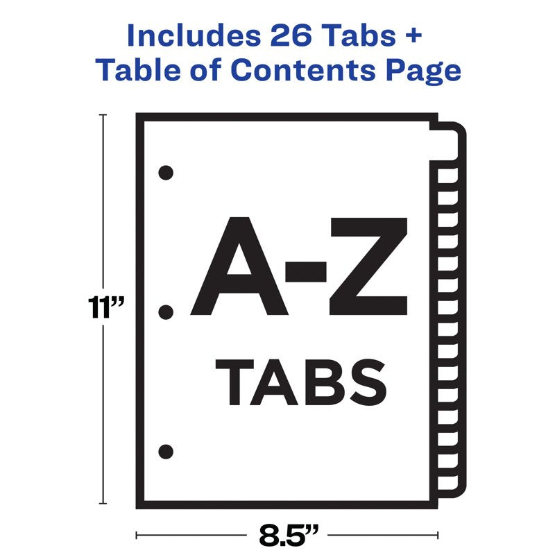 Avery A-Z Binder Index Dividers with Multicolor Tabs, 26-Piece Set