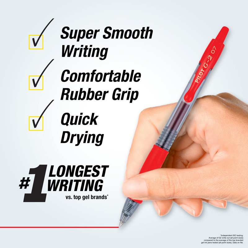 Premium Retractable Gel Pen - Fine Point Red Ink, Pack of 5