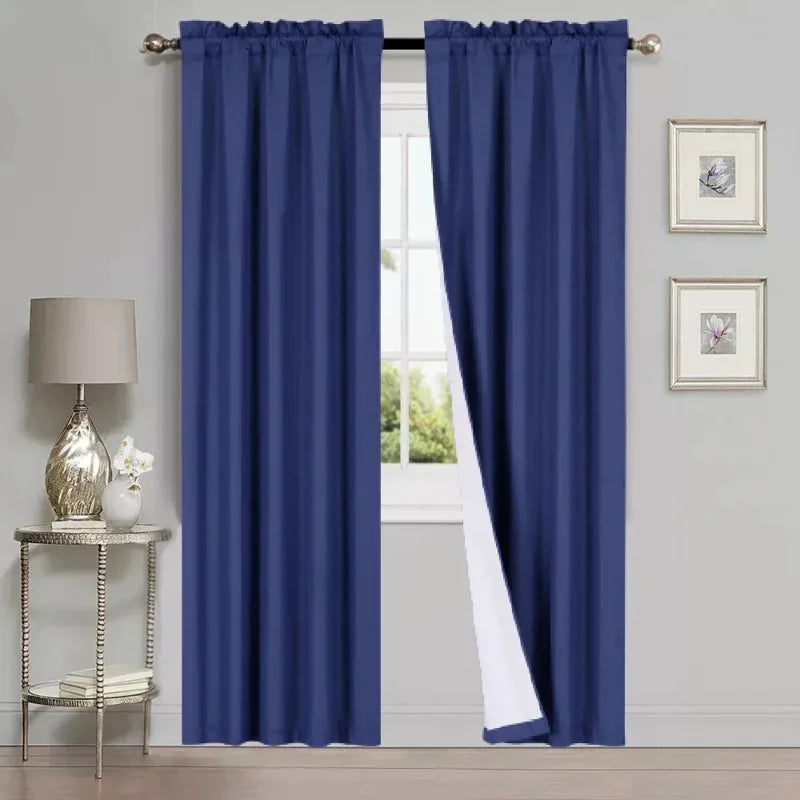 Navy Blue Window Curtain Panel 35x84 Inches Light Filtering Microfiber