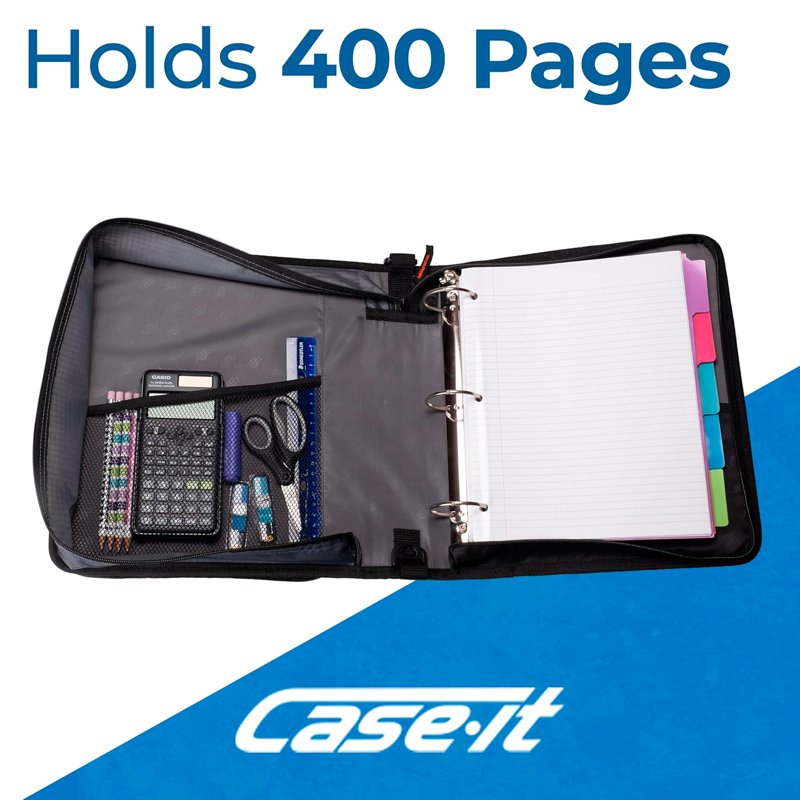 2-Inch Zipper Binder with Padded Laptop Compartment and Shoulder Strap
