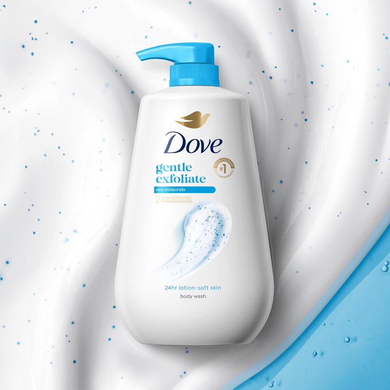 Dove Body Wash with Pump 3-Pack, Gentle Exfoliating Moisturizing Cleanser
