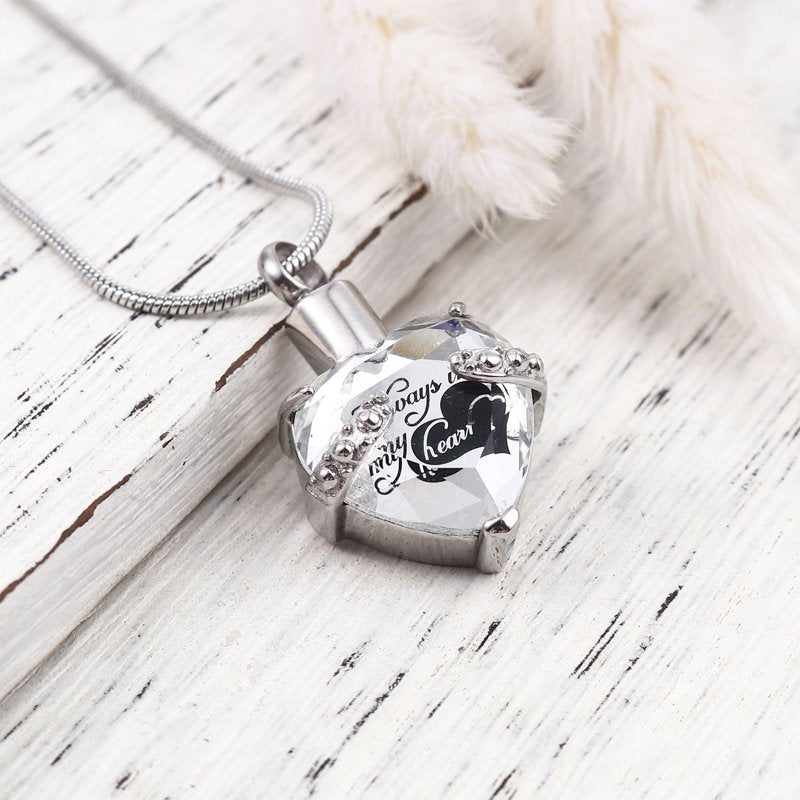 Heart Cremation Necklace for Ashes - Memorial Pendant with Free Fill Kit