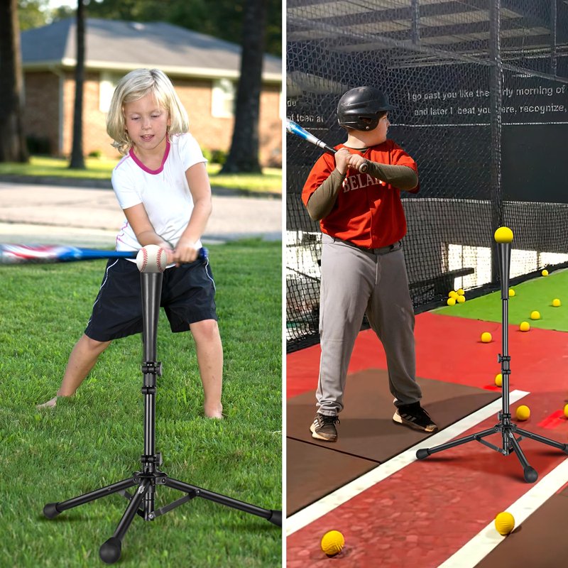 Adjustable Baseball Batting Tee with Tripod Stand - Softball & Baseball Practice Aid