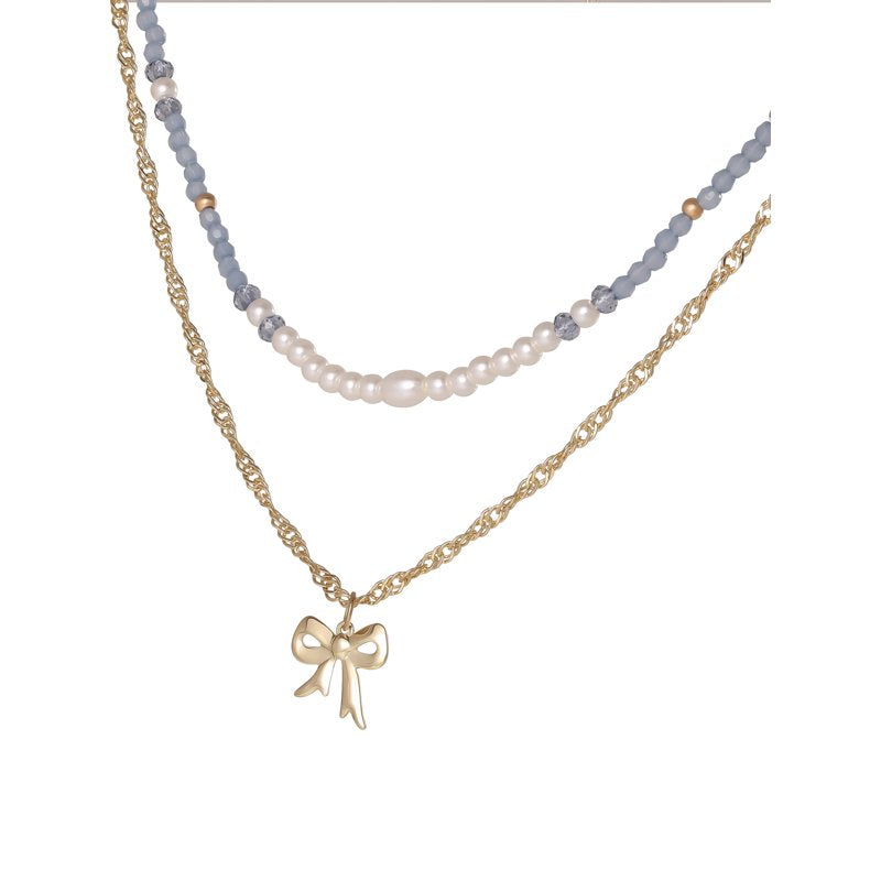Women's Bow Pendant Necklace with Adjustable Chain - Elegant Jewelry Accessory