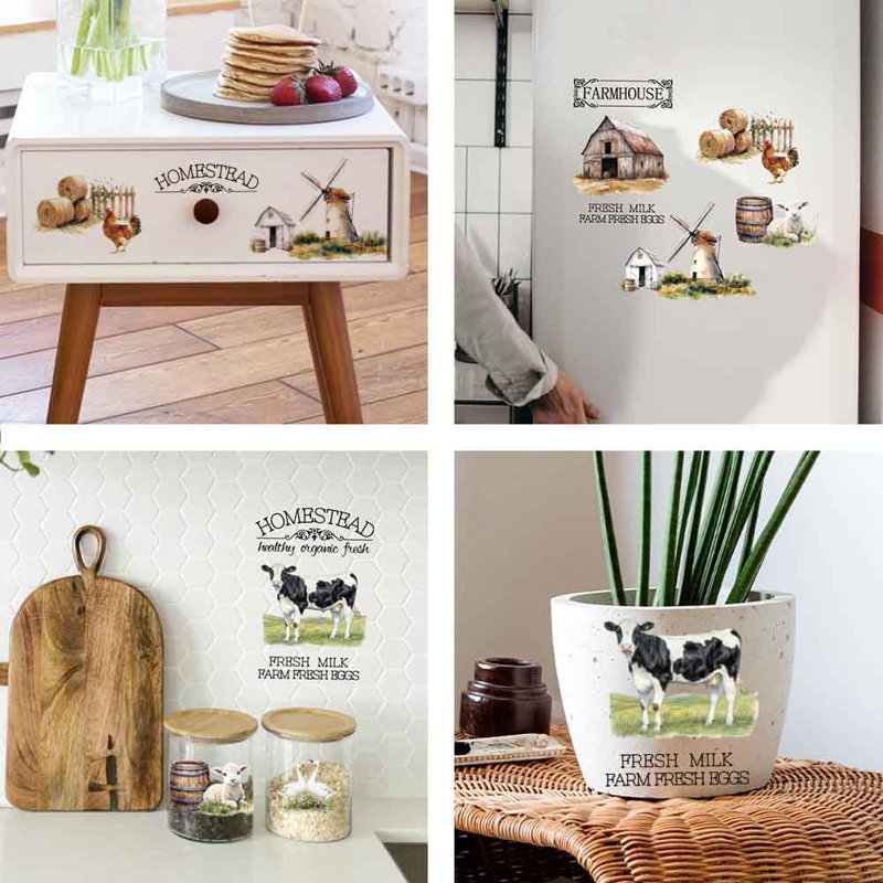 Farmhouse Rub-On Transfer Stickers for Furniture Crafts - 3 Sheets 6x12 Inches