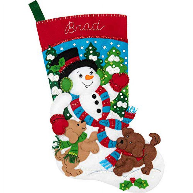 DIY Christmas Stocking Kit - Felt Applique Embroidery Craft for Holiday Decoration