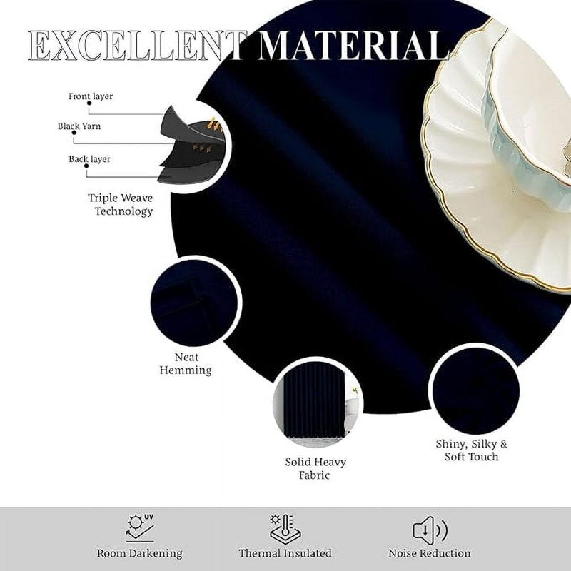 Blackout Pinch Pleat Curtains - Thermal Insulated Room Darkening Drapes