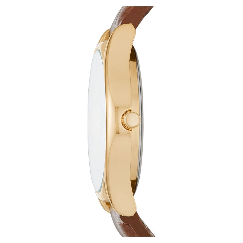 Women's Gold Tone Wristwatch with Faux Leather Strap - Easy Read Dial