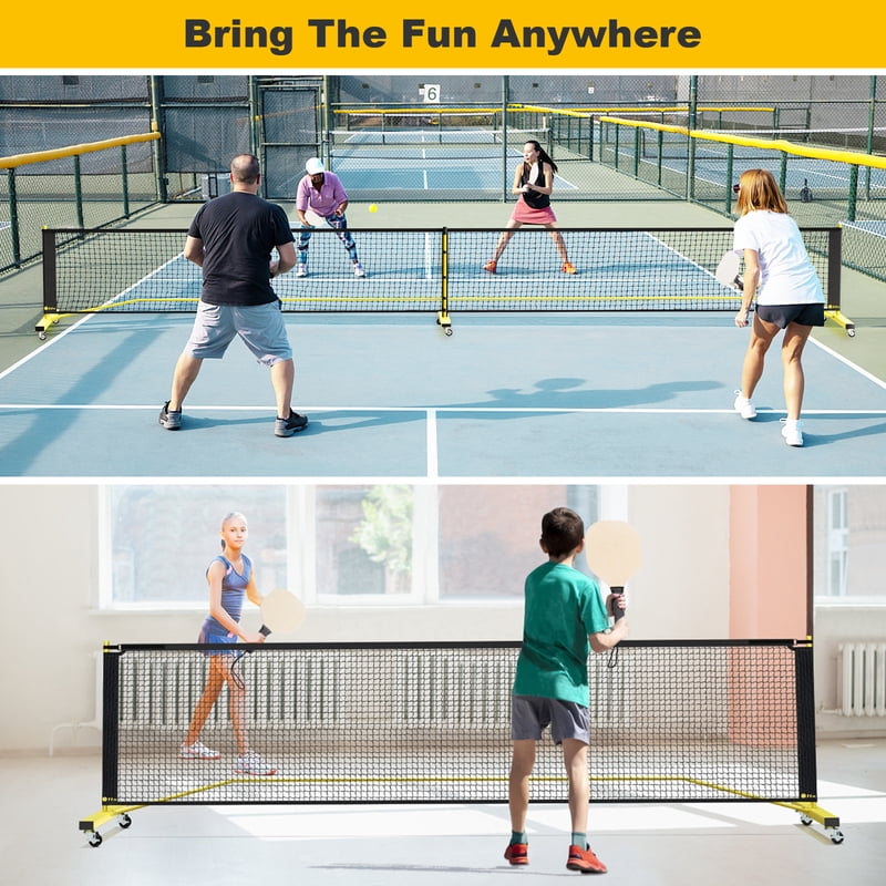 Portable Pickleball Net System with Wheels for Full and Half Court Play