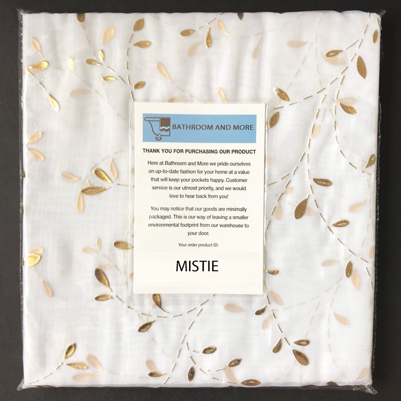 Sheer White Window Valance with Gold Metallic Botanical Design - Light Filter, 56in Wide