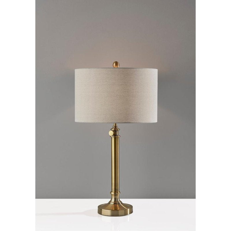 Adjustable Brass Table Lamp with Linen Shade - Modern Farmhouse Decor
