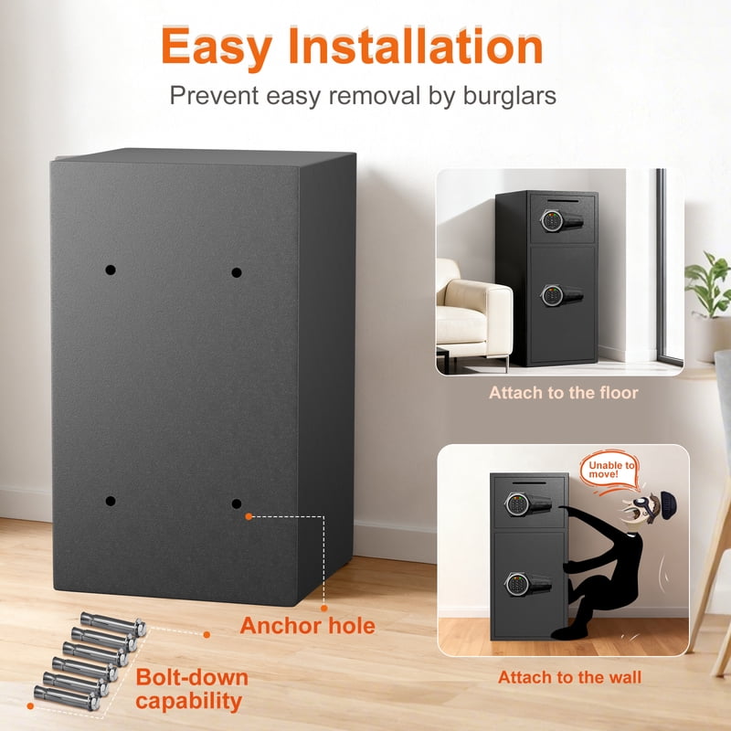 Large Digital Safe 6.5 Cu Ft Fireproof Waterproof Anti-Theft Home Security Safe with Dual Alarm