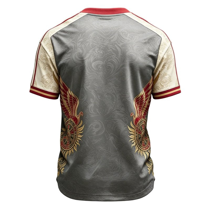 LNZGNM 2026 Mexico Soccer Jersey - Men’s Gray M V-Neck Fan Shirt for Game Day