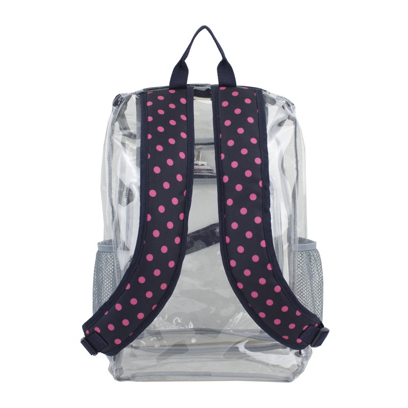 Unisex Clear Top Loader Backpack with Polka Dots - Stylish & Durable School Bag