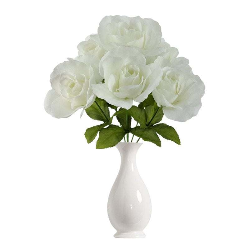 Artificial Sweet Rose Flower Picks - White, 14 Inch, Pack of 4