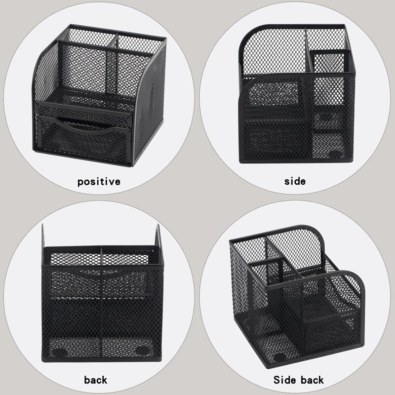 Mesh Desk Organizer with Drawer and Compartments for Office & Home