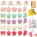 Self-Adhesive Chenille Patches Set of 58 - Rainbow, Heart, Star & Flower Embroidered Stickers for Clothing & DIY Decor