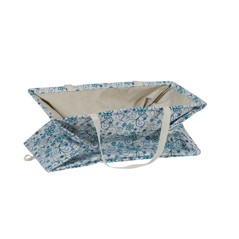 Water-Resistant Canvas Utility Tote with Handles - Floral Pattern, Large Storage Bag