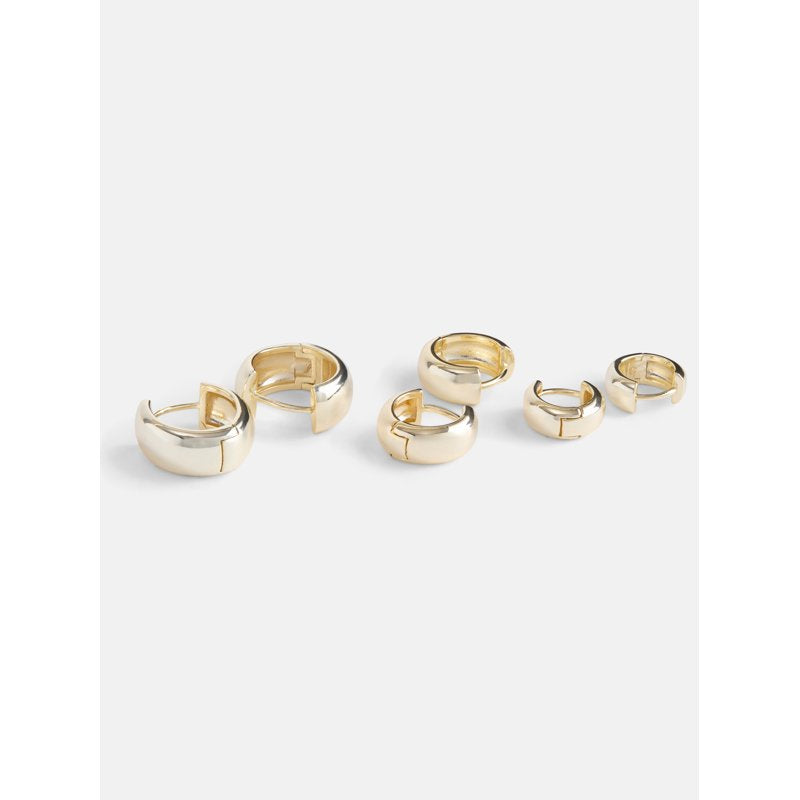 Women's Demi-Fine 14K Gold Plated Hoop Earring Set - 3 Pairs, Jewelry Gift