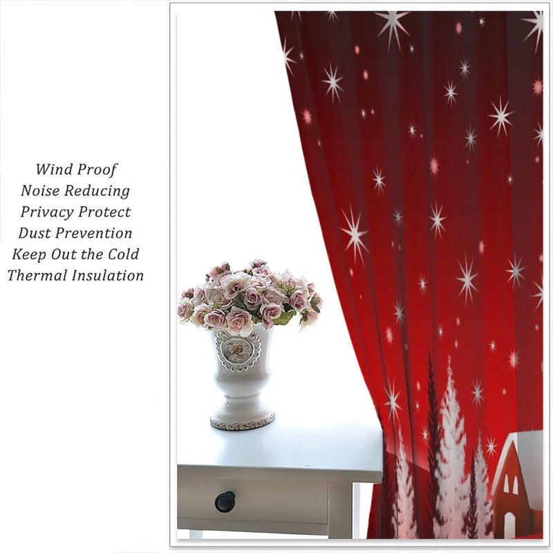 Christmas Holiday Blackout Curtains for Living Room Window Decor 42x54