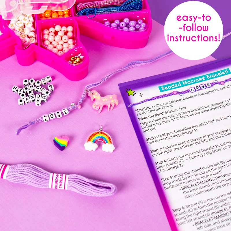 Unicorn Friendship Bracelet Making Kit for Kids - Includes Beads & Charms