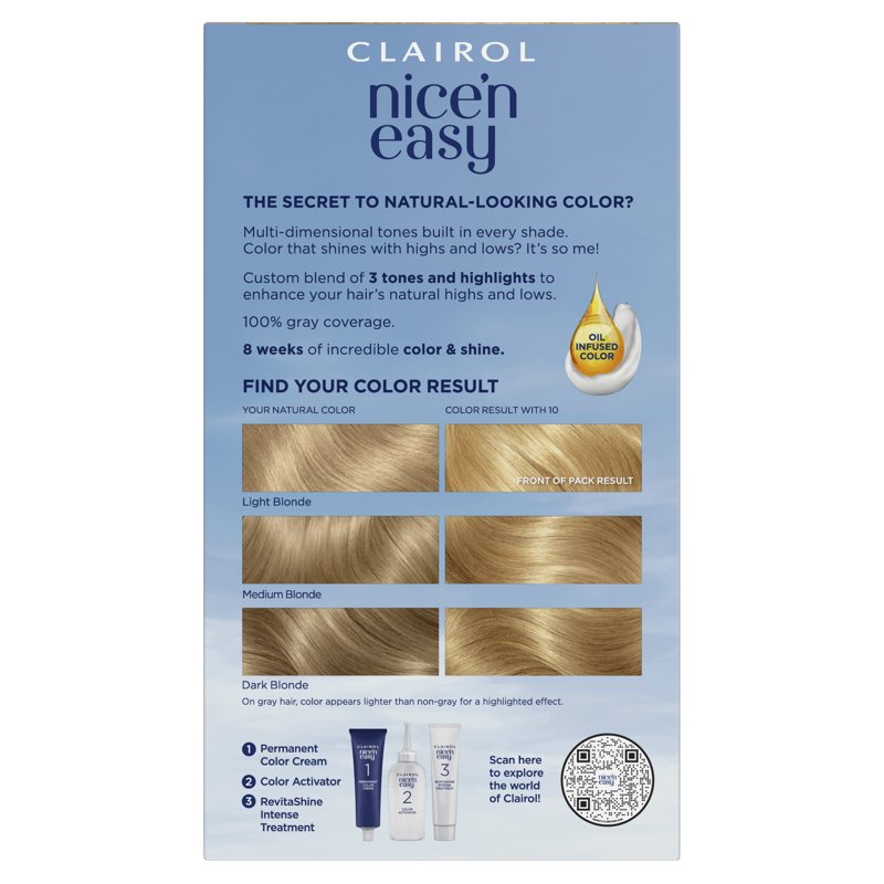 Permanent Hair Color Cream - Natural-Looking Blonde & Brown Shades, 1 Application
