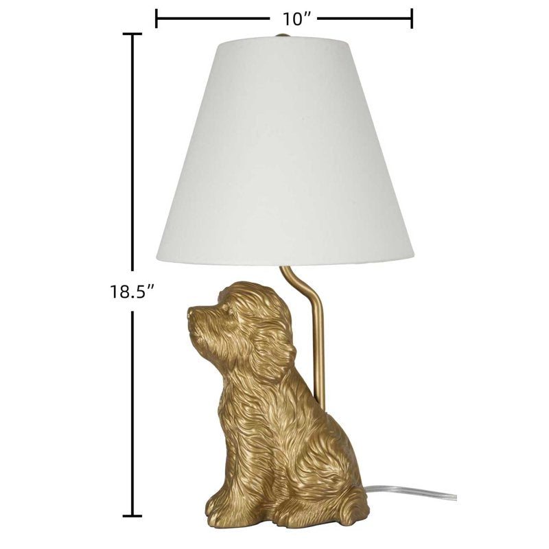 Golden Doodle Table Lamp - 18-inch Gold Finish with Linen Shade