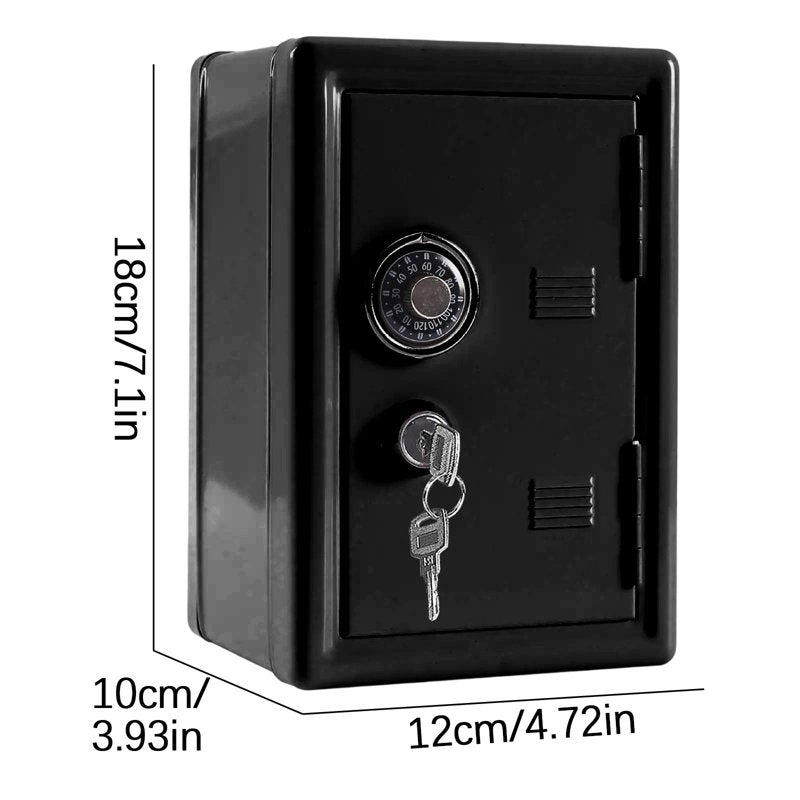 Kids Money Safe with Dual Lock & Password Key | Mini Metal Piggy Bank